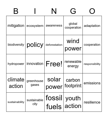JHS 3 SDG 13 Bingo Card