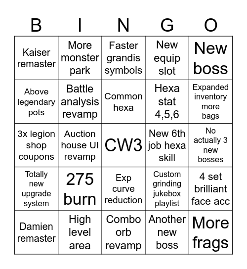 KMS Winter Bingo Card