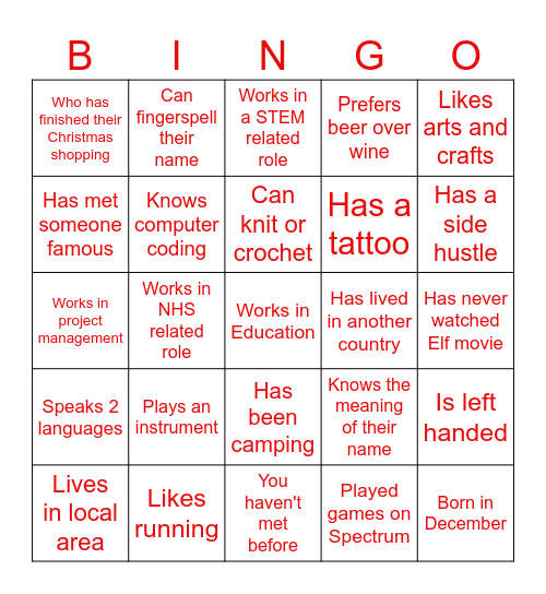 Find someone who.... Bingo Card