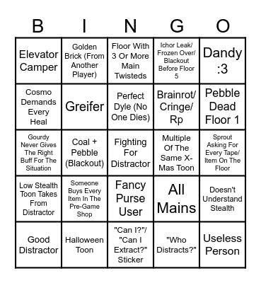 Public Dandy Run's (Christmas Edition) Bingo Card