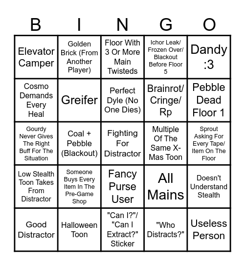 Public Dandy Run's (Christmas Edition) Bingo Card