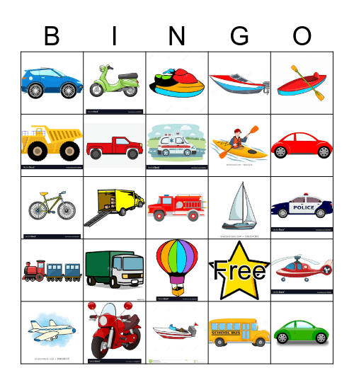 Transportation Bingo Card