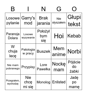 Łukasz Bingo Card
