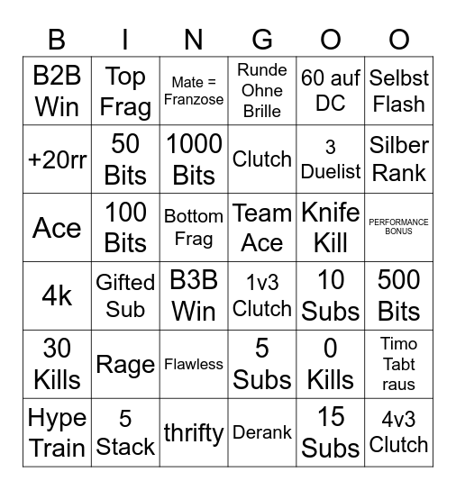 JOEX'S BINGO EVENT Bingo Card