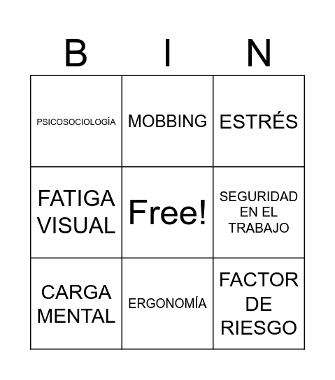 BINGO IPE Bingo Card