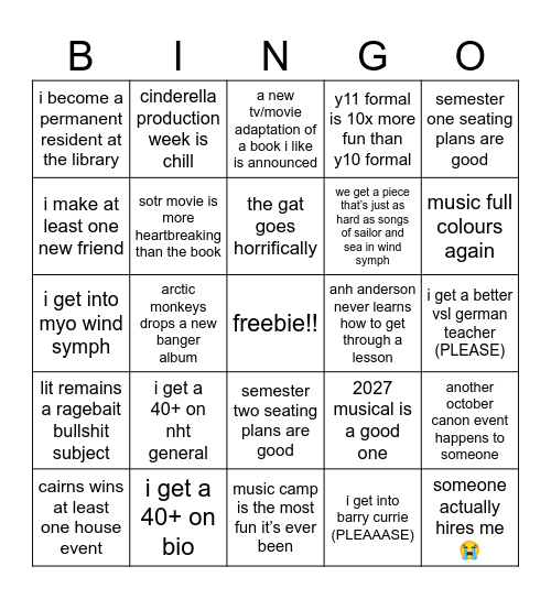 2026 BINGO 🙌 Bingo Card