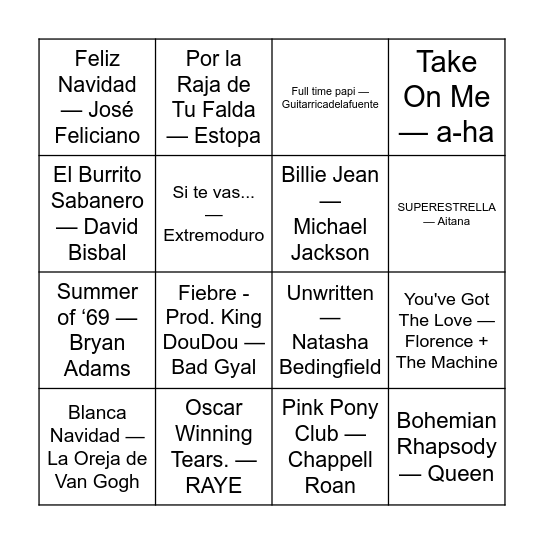 GDB X OYSTERS MENORCA Bingo Card