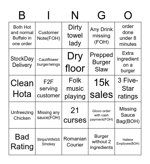 LeBab Bingo Card