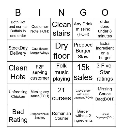 LeBab Bingo Card