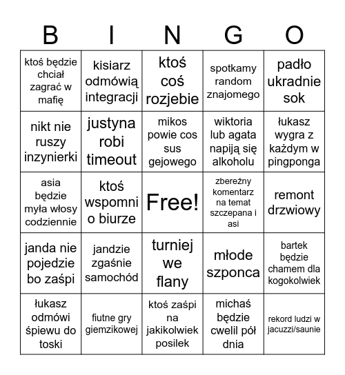 kis bingo Card