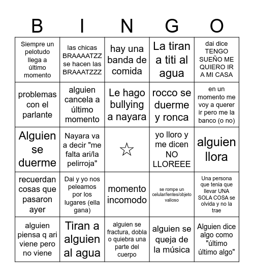 fiesta de egreso Bingo Card