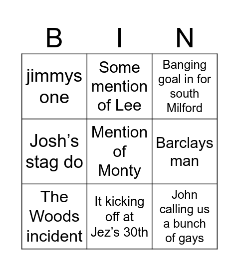 OT Bingo Card