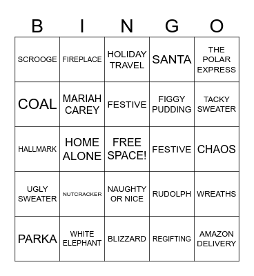 Holiday Bingo Card