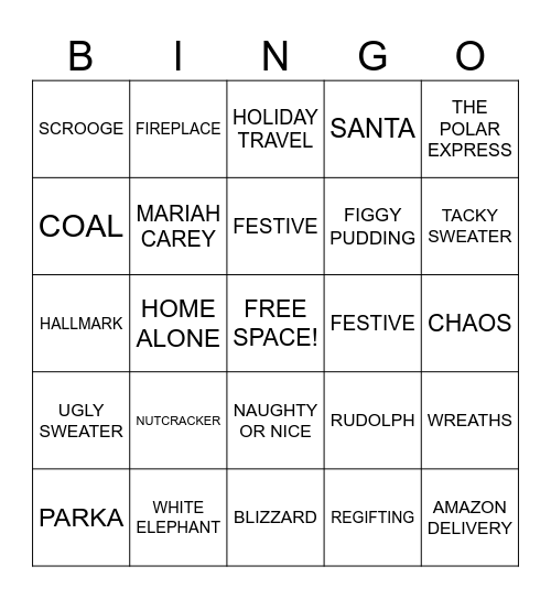 Holiday Bingo Card