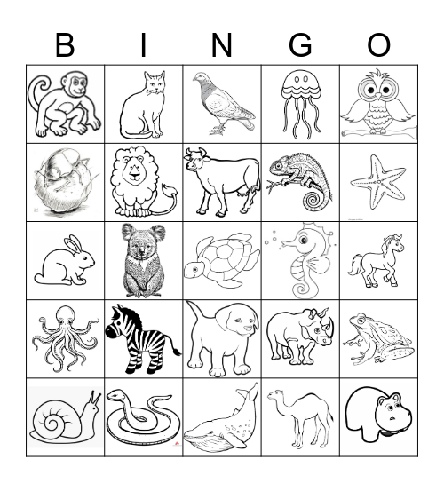ANIMALS Bingo Card