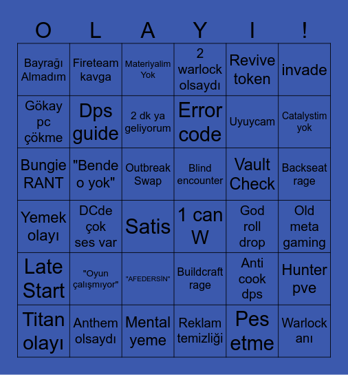 CONTEST OLAYI ! Bingo Card