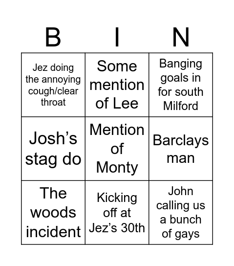 OT Bingo Card