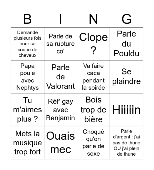 Anniv Guigui Bingo Card