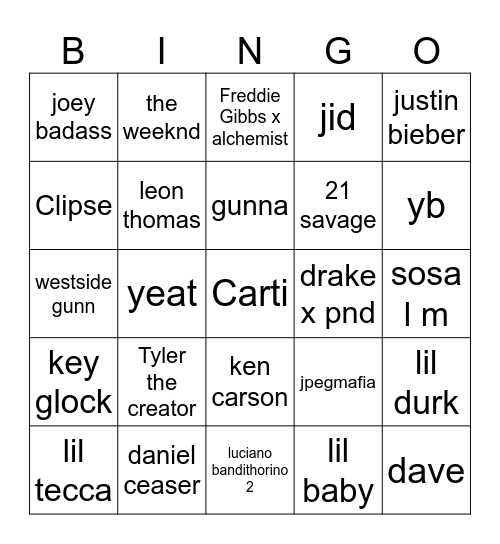 alben Bingo Card