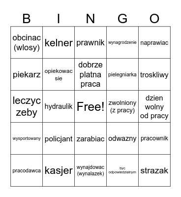 Work - E8 Bingo Card