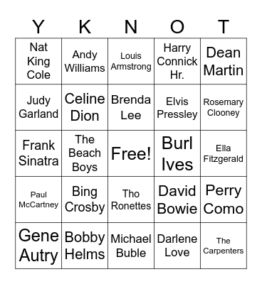 Classic Christmas Bingo Card