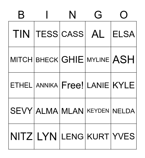 Untitled Bingo Card