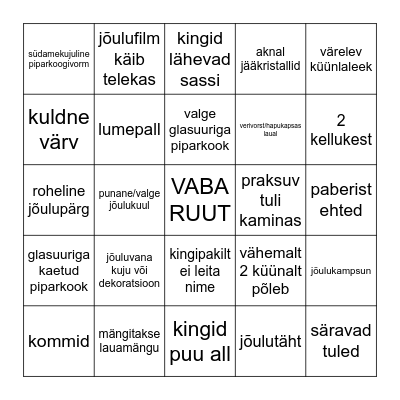Jõulubingo Card