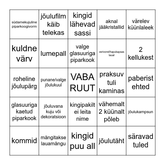 Jõulubingo Card