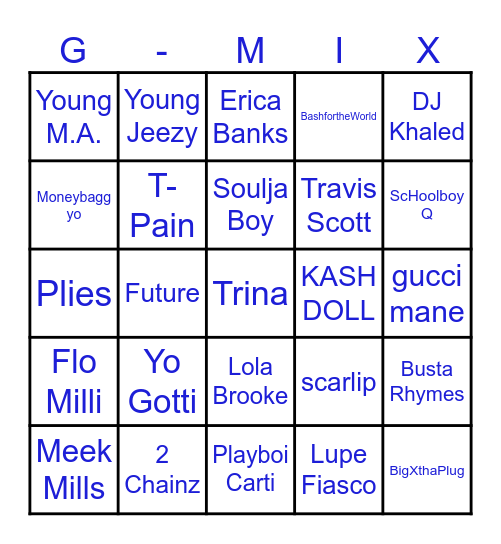 g-mix Bingo Card