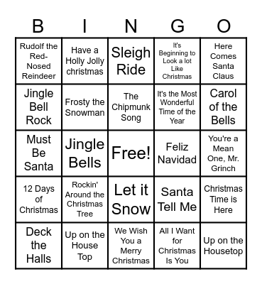 Holiday Bingo Card