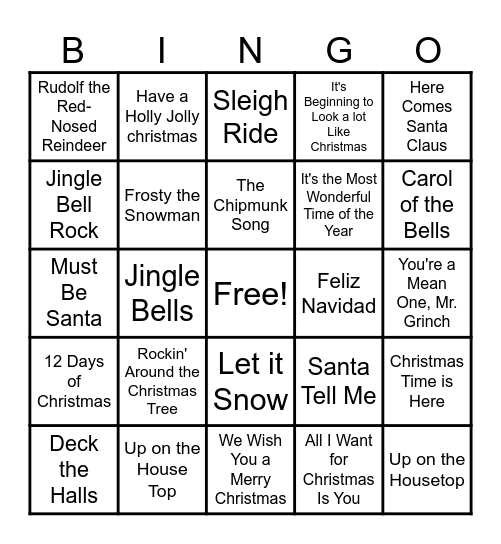 Holiday Bingo Card