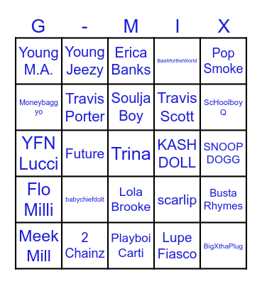g-mix Bingo Card
