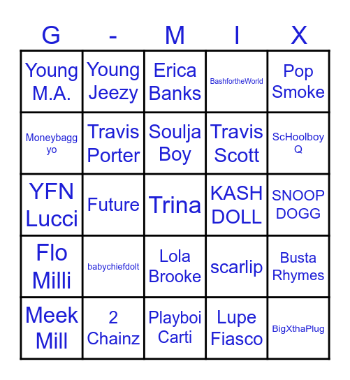 g-mix Bingo Card