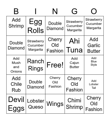 Holiday Contest Bingo Card