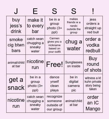 bday bar crawl bingo Card