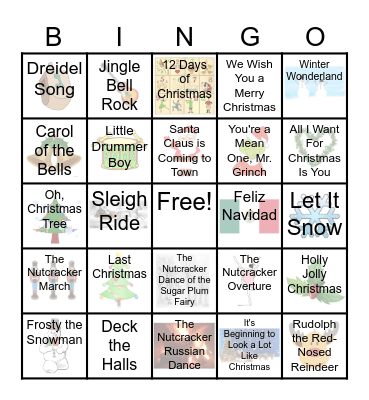 Holiday Music BINGO 2026 Bingo Card