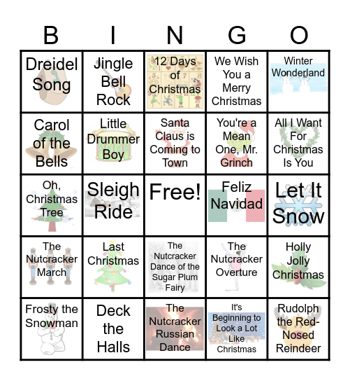 Holiday Music BINGO 2026 Bingo Card