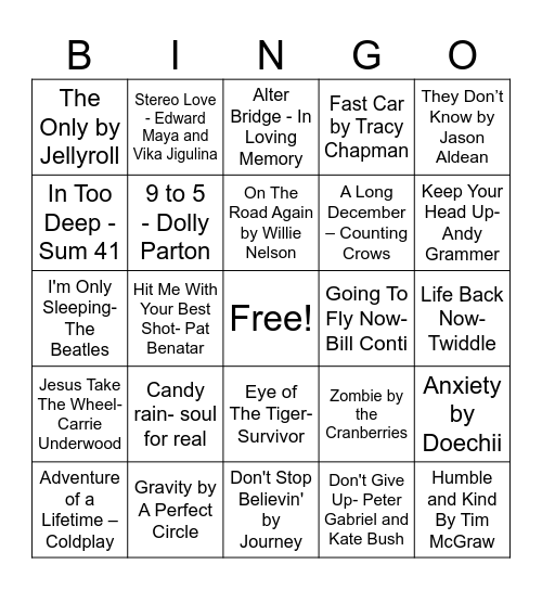 SONGS FROM SWIFT STAFF! Bingo Card