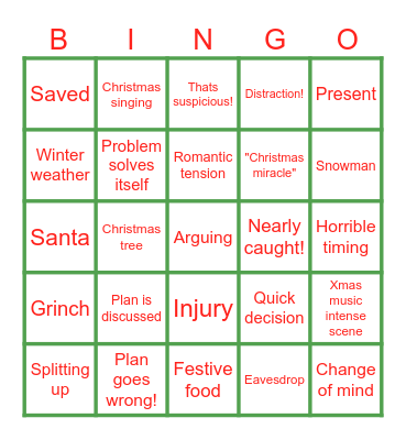Jingle Bell Heist Bingo Card