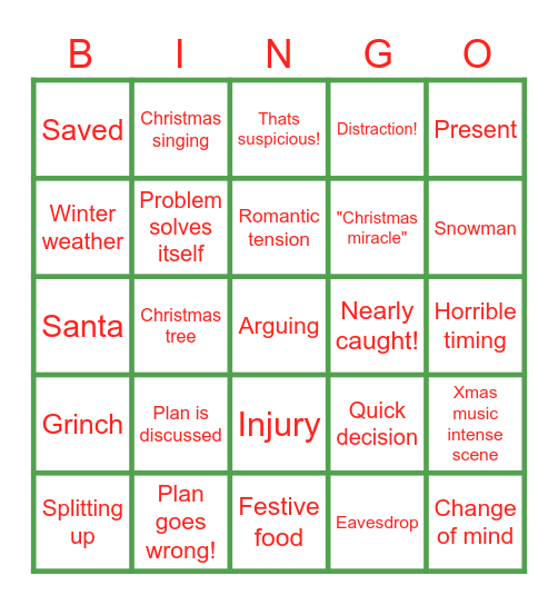 Jingle Bell Heist Bingo Card