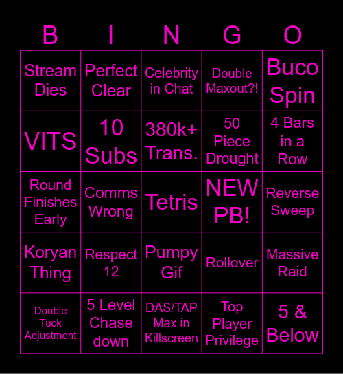 12 Day Bingo Card