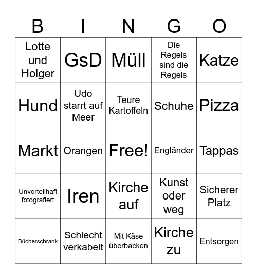 Spanien 2. Versuch Bingo Card