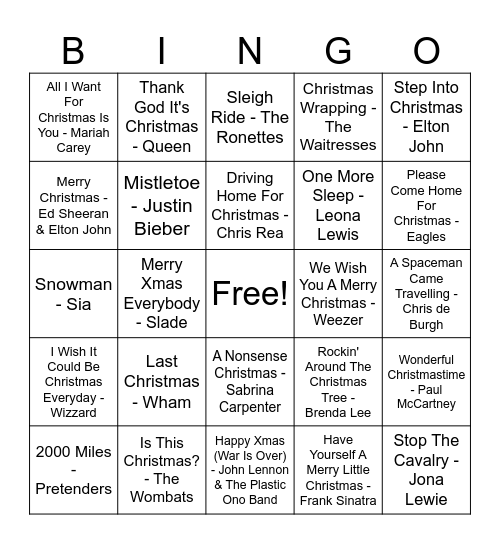 Christmas Disco Bingo @ The 5th Fiend! Bingo Card