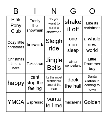Big Sky Musical Bingo Card