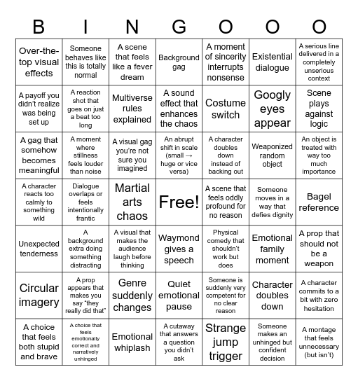 Everything Everywhere All At Once Bingo Card