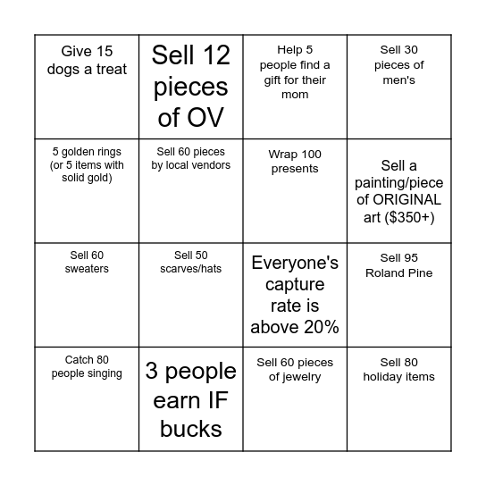 12 Days of Bingo Card