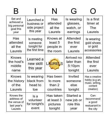 THE LAURELS 2025 Bingo Card