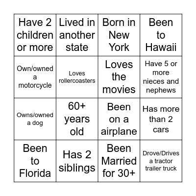 What do you have in common with Craig? Bingo Card