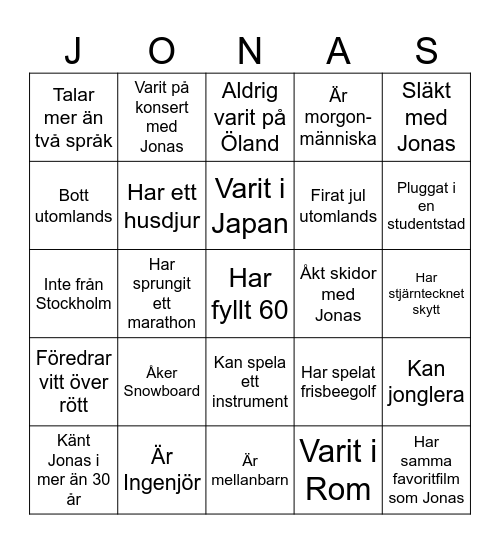 MINGEL-BINGO Card