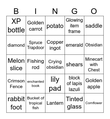 Minecraft BINGO Card